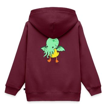 Mutierte Badeente - Kinder Premium Organic Hoodie - Burgunderrot - Hinten - AI Model Kid Female (0cm)