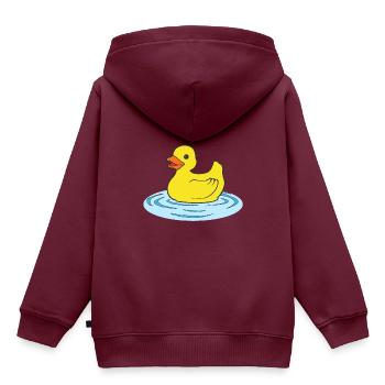 Badeente - Kinder Premium Organic Hoodie - Burgunderrot - Hinten - AI Model Kid Female (0cm)