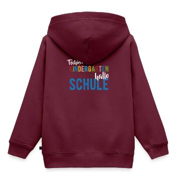 Schulkind Einschulung bunt Kindergarten Geschenk - Kinder Premium Organic Hoodie - Burgunderrot - Hinten - AI Model Kid Female (0cm)