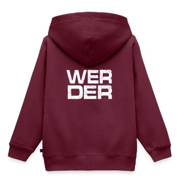 Bremen - Kinder Premium Organic Hoodie - Burgunderrot - Hinten - AI Model Kid Female (0cm)