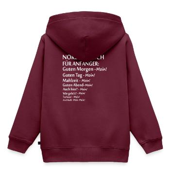 Bremen - Kinder Premium Organic Hoodie - Burgunderrot - Hinten - AI Model Kid Female (0cm)
