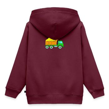Kipplaster - Kipper Baustelle - Kinder Premium Organic Hoodie - Burgunderrot - Hinten - AI Model Kid Female (0cm)
