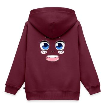 smiley Funny Chibi Gesicht Kulleraugen Manga - Kinder Premium Organic Hoodie - Burgunderrot - Hinten - AI Model Kid Female (0cm)