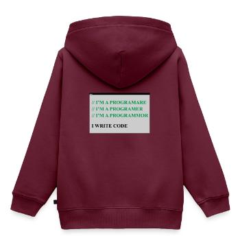 Computer - Kinder Premium Organic Hoodie - Burgunderrot - Hinten - AI Model Kid Female (0cm)