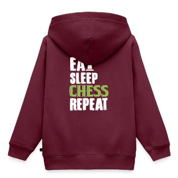 Schach - Kinder Premium Organic Hoodie - Burgunderrot - Hinten - AI Model Kid Female (0cm)