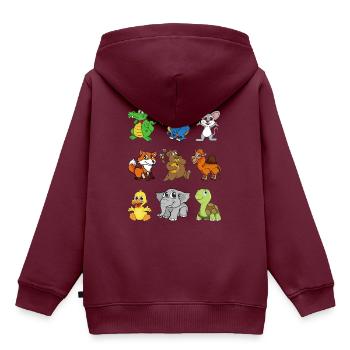 Krokodil Drache Maus Kamel Fuchs Bär Ente Elefant - Kinder Premium Organic Hoodie - Burgunderrot - Hinten - AI Model Kid Female (0cm)