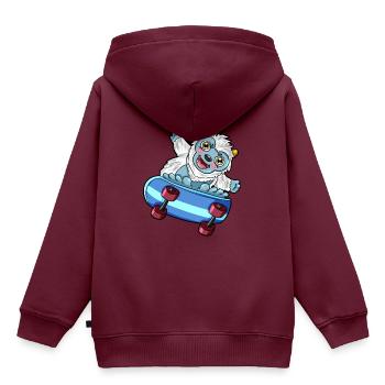 yeti Skateboard - Kinder Premium Organic Hoodie - Burgunderrot - Hinten - AI Model Kid Female (0cm)