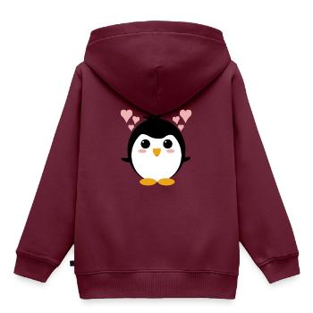 Pinguin - Kinder Premium Organic Hoodie - Burgunderrot - Hinten - AI Model Kid Female (0cm)