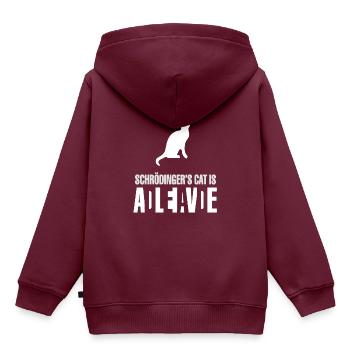 Schrödinger's cat is Alive Dead - Kinder Premium Organic Hoodie - Burgunderrot - Hinten - AI Model Kid Female (0cm)