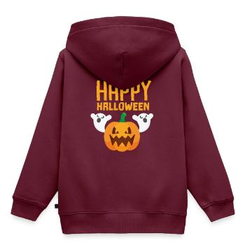 Happy Halloween Geist und Kürbis gruselig - Kinder Premium Organic Hoodie - Burgunderrot - Hinten - AI Model Kid Female (0cm)