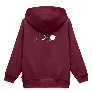 Weltall - Kinder Premium Organic Hoodie - Burgunderrot - Hinten - AI Model Kid Female (0cm)