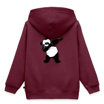 Panda - Kinder Premium Organic Hoodie - Burgunderrot - Hinten - AI Model Kid Female (0cm)