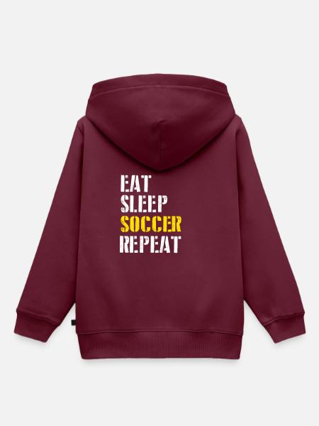 Eat. Sleep. Soccer. Repeat. - Kinder Premium Organic Hoodie - Burgunderrot