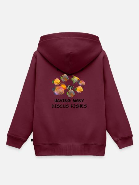 Diskus Fische Aquarium - Kinder Premium Organic Hoodie - Burgunderrot