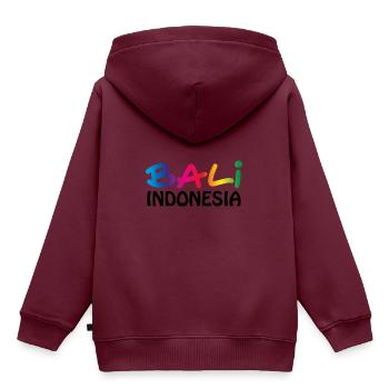Bali - Kinder Premium Organic Hoodie - Burgunderrot - Hinten - AI Model Kid Female (0cm)