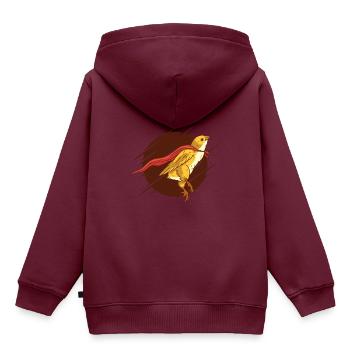 Super Vogel, Super Chicken, - Kinder Premium Organic Hoodie - Burgunderrot - Hinten - AI Model Kid Female (0cm)