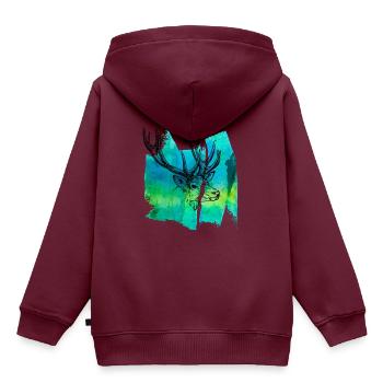 Reh Hirsch Hirschgeweih Rehbock Hirschkopf T Shirt - Kinder Premium Organic Hoodie - Burgunderrot - Hinten - AI Model Kid Female (0cm)
