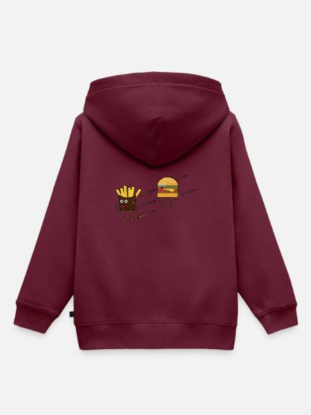 Burger Pommes Geschenk - Kinder Premium Organic Hoodie - Burgunderrot