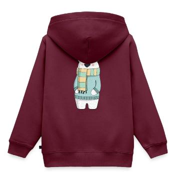 Eisbaer Winter - Kinder Premium Organic Hoodie - Burgunderrot - Hinten - AI Model Kid Female (0cm)