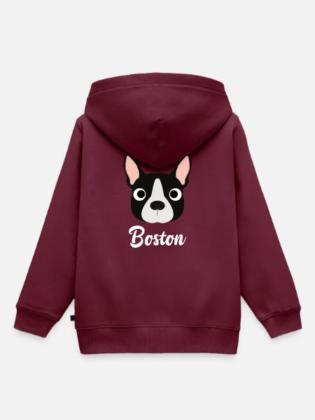 Boston - Bostoner Bullterrier - Kinder Premium Organic Hoodie - Burgunderrot