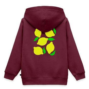 Zitronen - Kinder Premium Organic Hoodie - Burgunderrot - Hinten - AI Model Kid Female (0cm)