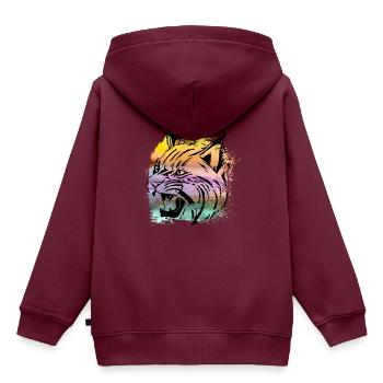 Raubkatze Luchs Rotluchs getigert T Shirt - Kinder Premium Organic Hoodie - Burgunderrot - Hinten - AI Model Kid Female (0cm)