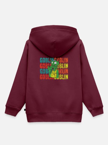 Retro Goblin Used Look - Kinder Premium Organic Hoodie - Burgunderrot