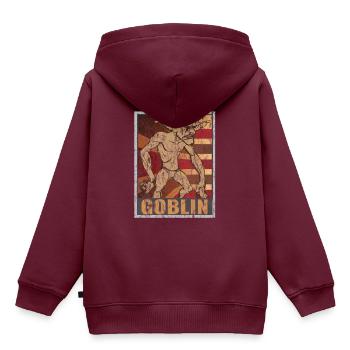 Retro Goblin Plakat Used Look - Kinder Premium Organic Hoodie - Burgunderrot - Hinten - AI Model Kid Female (0cm)