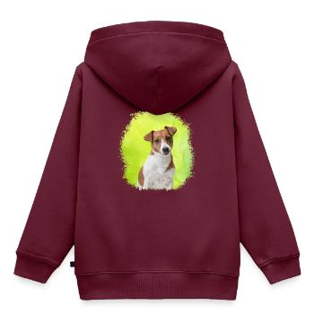 jack russell - Kinder Premium Organic Hoodie - Burgunderrot - Hinten - AI Model Kid Female (0cm)