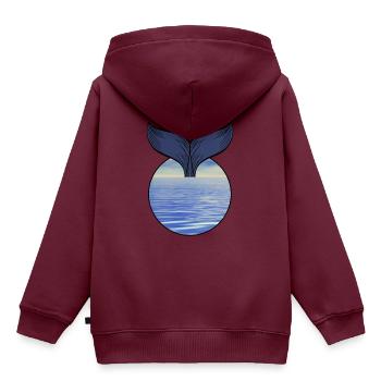 Wal Flosse - Kinder Premium Organic Hoodie - Burgunderrot - Hinten - AI Model Kid Female (0cm)