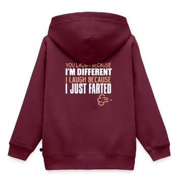 Sie lachen, weil ich anders bin - Kinder Premium Organic Hoodie - Burgunderrot - Hinten - AI Model Kid Female (0cm)