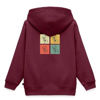 Kassette - Kinder Premium Organic Hoodie - Burgunderrot - Hinten - AI Model Kid Female (0cm)