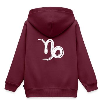 Sternzeichen Steinbock - Kinder Premium Organic Hoodie - Burgunderrot - Hinten - AI Model Kid Female (0cm)