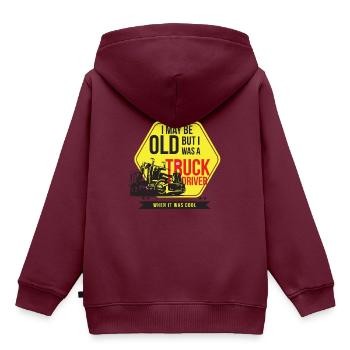 Ich mag alt sein, aber ich war LKW-Fahrer, als es war - Kinder Premium Organic Hoodie - Burgunderrot - Hinten - AI Model Kid Female (0cm)
