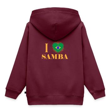 Samba - Kinder Premium Organic Hoodie - Burgunderrot - Hinten - AI Model Kid Female (0cm)