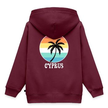 Zypern - Kinder Premium Organic Hoodie - Burgunderrot - Hinten - AI Model Kid Female (0cm)