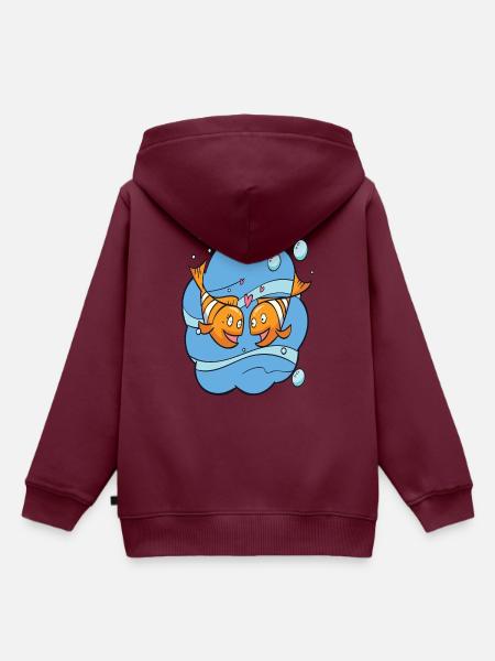 Liebende Fische - Kinder Premium Organic Hoodie - Burgunderrot