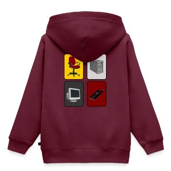 PC-Zocker - Kinder Premium Organic Hoodie - Burgunderrot - Hinten - AI Model Kid Female (0cm)