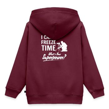 Fotografie - Kinder Premium Organic Hoodie - Burgunderrot - Hinten - AI Model Kid Female (0cm)