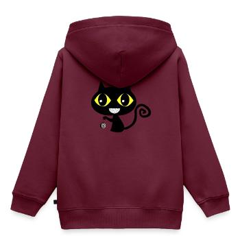 Hypnose Katze - Kinder Premium Organic Hoodie - Burgunderrot - Hinten - AI Model Kid Female (0cm)