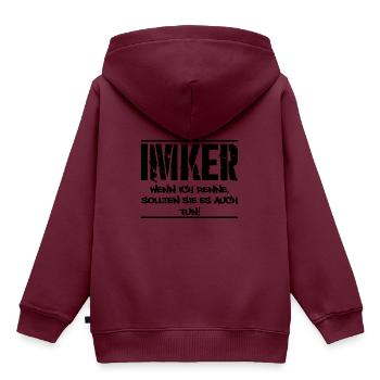 Imker - Kinder Premium Organic Hoodie - Burgunderrot - Hinten - AI Model Kid Female (0cm)