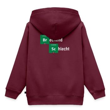 Brechend schlecht. - Kinder Premium Organic Hoodie - Burgunderrot - Hinten - AI Model Kid Female (0cm)