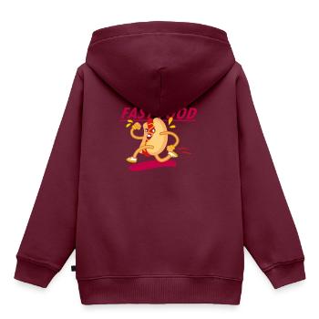 Fast Food - Kinder Premium Organic Hoodie - Burgunderrot - Hinten - AI Model Kid Female (0cm)