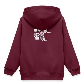 Lesen Serial Killer - Kinder Premium Organic Hoodie - Burgunderrot - Hinten - AI Model Kid Female (0cm)