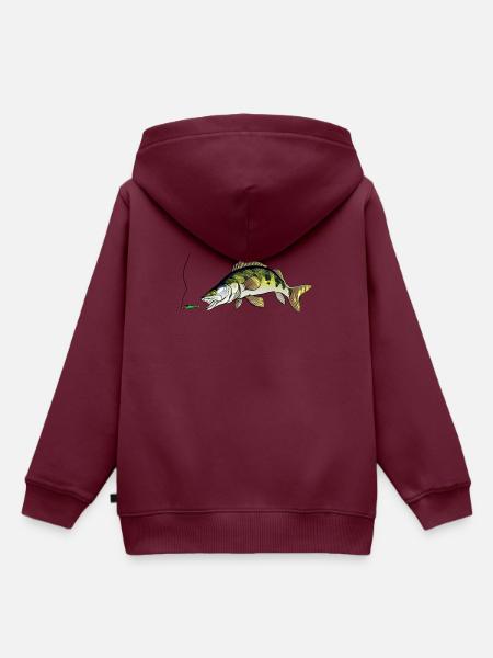 Raubfisch Angler Shirt - Zander - Köderfisch - Kinder Premium Organic Hoodie - Burgunderrot