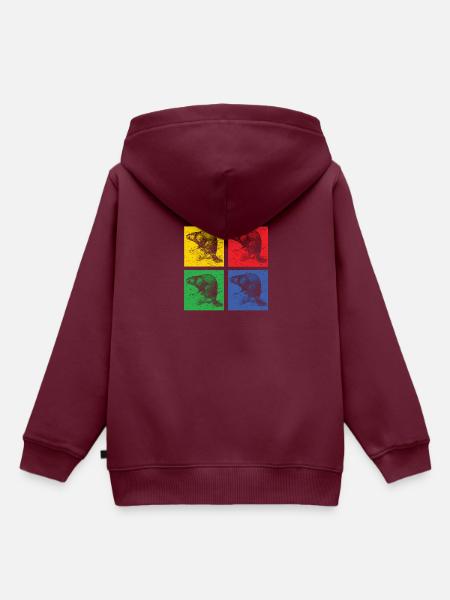 Biber Pop art - Kinder Premium Organic Hoodie - Burgunderrot