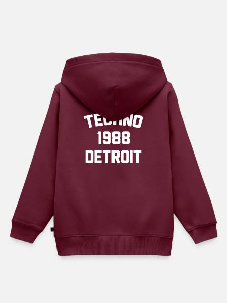 Techno 1988 Detroit - Kinder Premium Organic Hoodie - Burgunderrot