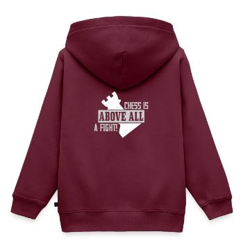 Schach ist vor allem ein Kampf! - Kinder Premium Organic Hoodie - Burgunderrot - Hinten - AI Model Kid Female (0cm)