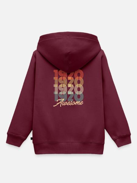 Funny Birthday Awesome 1920 - Kinder Premium Organic Hoodie - Burgunderrot