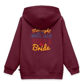 Mondschein, weißer Satin, Ross, eine Braut - Kinder Premium Organic Hoodie - Burgunderrot - Hinten - AI Model Kid Female (0cm)
